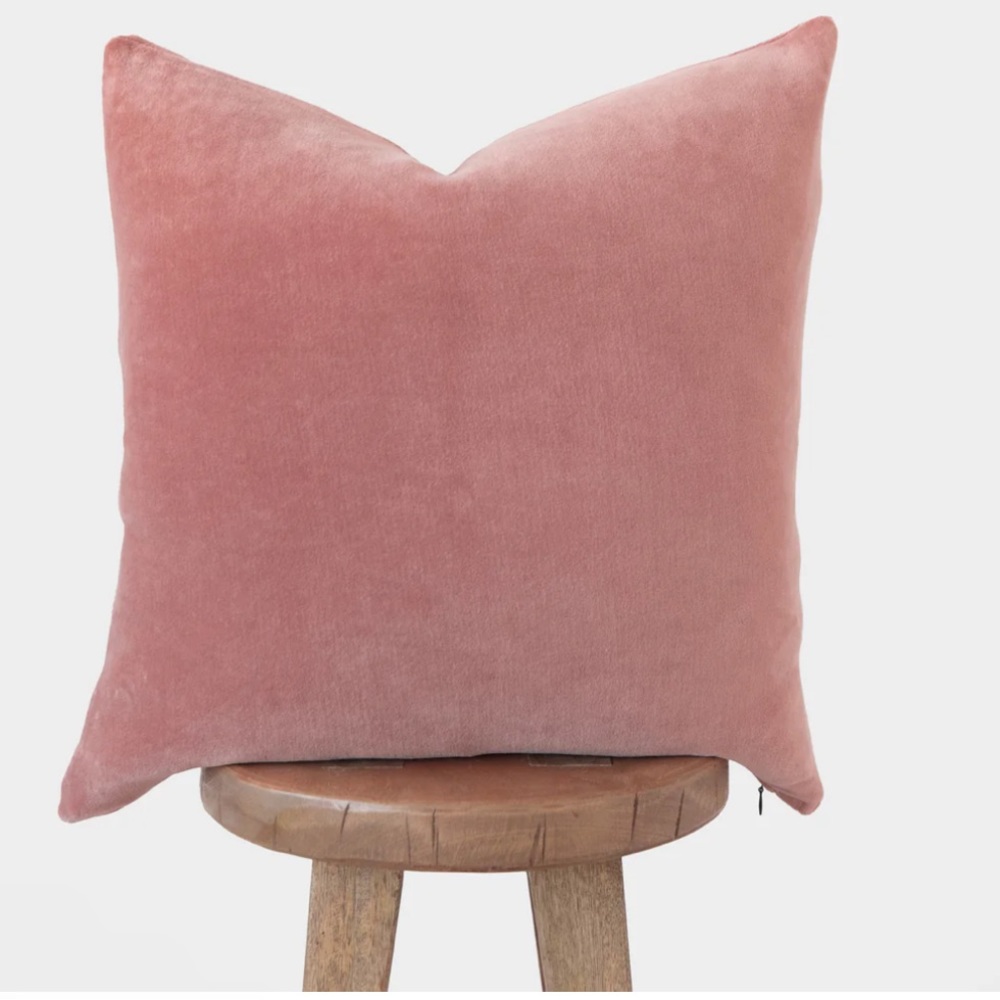 WOVEN NOOK Rose Pink Velvet Pillow